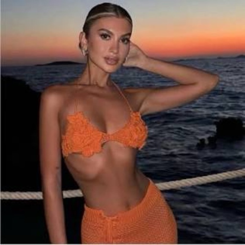 ZARA Orange Crochet Bikini Set